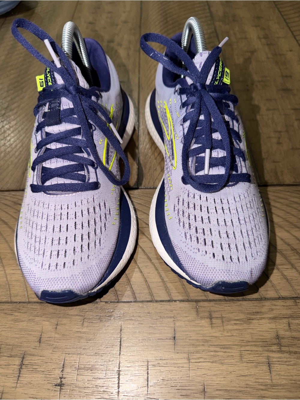Brooks Women's Running Shoes - Lavender with Navy and Neon Yellow